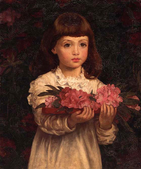 A Girl Collecting Rhododendron Flowers